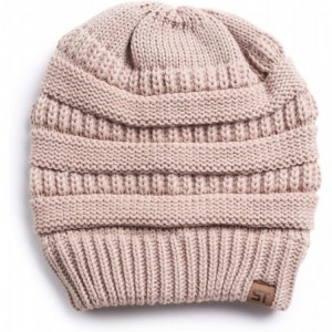 Skullies & Beanies Womens Cable Knit Beanie Hats Winter Warm Hat - Beige - CV18EN6Y9SQ $19.54