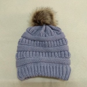 Skullies & Beanies Sale!Women Winter Warm Crochet Knit Faux Fur Pom Pom Beanie Hat Cap hat for women winter fashion - Gray - ...