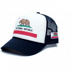 Baseball Caps Custom California Republic State Flag Cali Unisex-Adult Trucker Hat Multi - White/Navy - CI12J1O9VYD $24.61