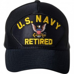 Baseball Caps United States Navy Retired Emblem Patch Hat Navy Blue Baseball Cap - CE18X92ZY7W $42.95