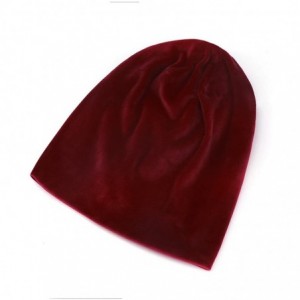Skullies & Beanies Women's Velvet Plain Slouch Beanie Hat - Wine Red - CB17YI0XYIY $27.14