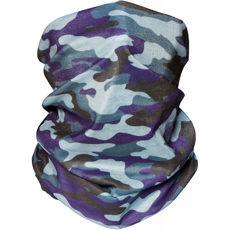 Balaclavas Bandana Cloth Face Mask Washable Face Covering Neck Gaiter Dust Mask - Purple Grey Camo - C8199COUDUQ $23.66