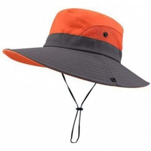 Sun Hats Women's Ponytail Safari Sun Hat Wide Brim UV Protection Foldable Outdoor Cap - Orange - CC18U698RT2 $29.97