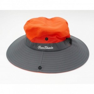 Sun Hats Women's Ponytail Safari Sun Hat Wide Brim UV Protection Foldable Outdoor Cap - Orange - CC18U698RT2 $29.97