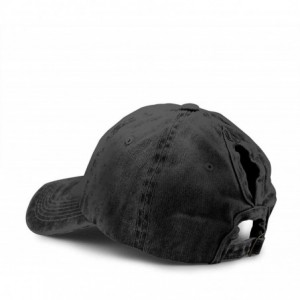 Baseball Caps Unisex Mama Bear Denim Hat Adjustable Washed Dyed Cotton Dad Baseball Caps - Ponytail Black - CB197KLE829 $21.60