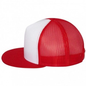 Baseball Caps Flexfit 6006-6006T-6006W 5 Panel Classic Trucker Snapback Hat Cap - Red/ White/ Red - CA12D6Q7F9P $18.25