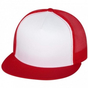 Baseball Caps Flexfit 6006-6006T-6006W 5 Panel Classic Trucker Snapback Hat Cap - Red/ White/ Red - CA12D6Q7F9P $18.25