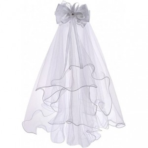 Headbands Flower Girls White First Communion Veil Headband with Bow - White (Lace Bowknot)) - CE18DYH6YOL $24.06