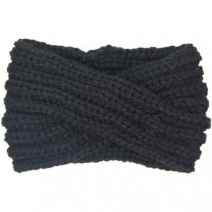 Headbands Women's Winter Knitted Headband Ear Warmer Head Wrap (Flower/Twisted/Checkered) - Black - CT18HD5MT0W $18.66