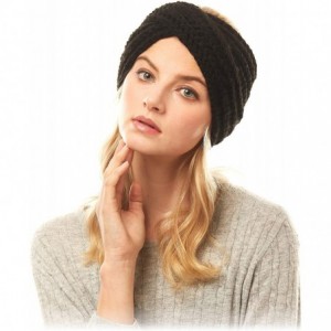 Headbands Women's Winter Knitted Headband Ear Warmer Head Wrap (Flower/Twisted/Checkered) - Black - CT18HD5MT0W $17.30