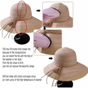 Sun Hats Women Floppy Sun Hat Summer Wide Brim Foldable Beach Cap Packable Cotton Straw Hat for Travel - Light Gray - CI18T9X...