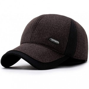 Baseball Caps Men's Warm Woolen Baseball Caps Hat with Fold Earmuffs Warmer - A-brown - CJ193LKS75E $26.30