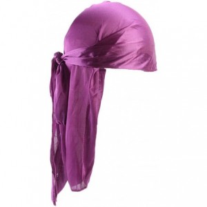 Skullies & Beanies Durag Headwear Pirate Cap for Men Women Unisex Solid Color Turban Chemo Hat Headband - Purple - C618LW8R3R...