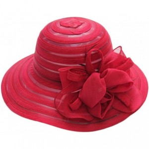 Sun Hats Womens Church Kentucky Derby Sun Hat Wedding Tea Party Dress Bowler Hat - Red - C418QZWI56S $32.91