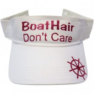 Sun Hats Glitter Boat Hair Don't Care Cotton Visor Fashion Summer - Fuchsia Glitter on White Visor - CQ1827REQRN $48.42
