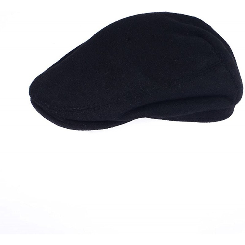 Newsboy Caps Men's Black Wool Blend Flat Cap newsboy Cap Warm Winter Driving Classic 8 Panel Hat - CS180REIDO3 $28.16