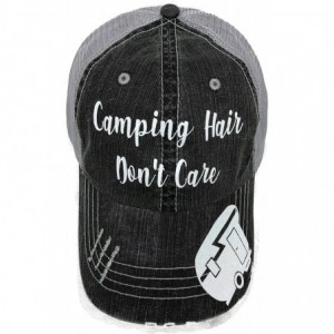 Baseball Caps White Glitter Camping Hair Don't Care Grey Trucker Cap Hat Camper - CB12JGTMZ19 $45.79