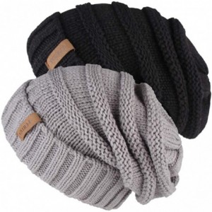 Skullies & Beanies Knitted Slouchy Oversized Crochet - Black Grey - CY189TS2OC0 $40.88