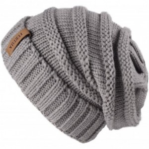 Skullies & Beanies Knitted Slouchy Oversized Crochet - Black Grey - CY189TS2OC0 $36.60