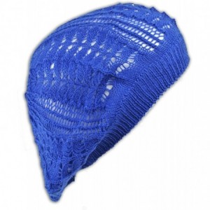 Berets Crochet Beanie Hat Knit Beret Skull Cap Tam - Royal Blue - C411GLEEKCF $21.37