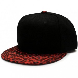 Baseball Caps Plain Leopard Snapback Cap - Black/Red - C911EEABIMH $26.36