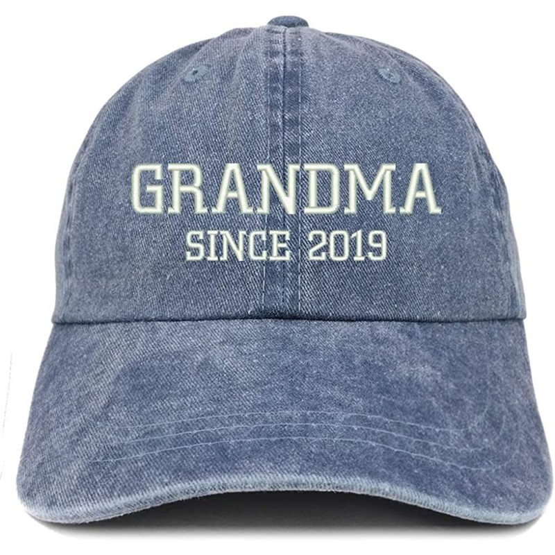 Baseball Caps Grandma Since 2019 Embroidered Washed Pigment Dyed Cap - Navy - C1180OTWY4T $31.67