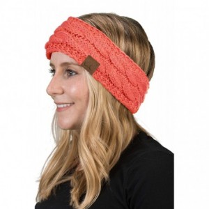 Cold Weather Headbands HW-6033-20a-52 Solid Headwrap - Coral - CU18O2XW6S5 $26.27