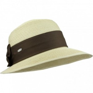 Sun Hats Straw Packable Sun Hat - Wide Front Brim and Smaller Back - Creamy Natural Beige / Brown - CH11XAY8X2B $37.55