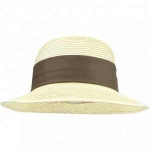 Sun Hats Straw Packable Sun Hat - Wide Front Brim and Smaller Back - Creamy Natural Beige / Brown - CH11XAY8X2B $34.05