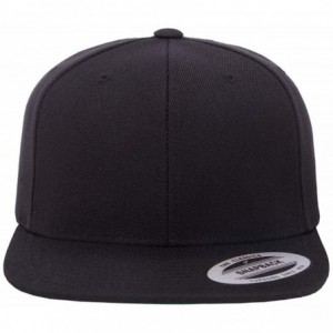 Baseball Caps Flexfit Blank Snapback Cap Black - CC18W8AYWSZ $17.41