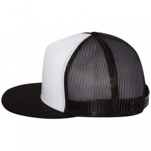 Baseball Caps Flexfit 6006-6006T-6006W 5 Panel Classic Trucker Snapback Hat Cap - Black/ White/ Black - CR12D6Q7G0X $16.33