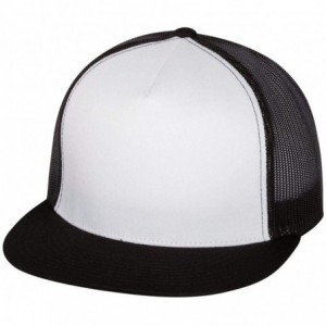 Baseball Caps Flexfit 6006-6006T-6006W 5 Panel Classic Trucker Snapback Hat Cap - Black/ White/ Black - CR12D6Q7G0X $16.33