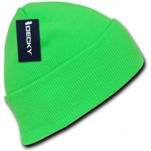 Skullies & Beanies High Visibility Neon Colored Cuffed Long Beanie Winter Hat - Neon Green - CM12N9MK9B1 $25.30