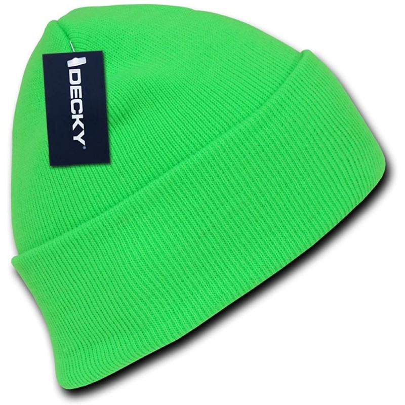 Skullies & Beanies High Visibility Neon Colored Cuffed Long Beanie Winter Hat - Neon Green - CM12N9MK9B1 $20.99