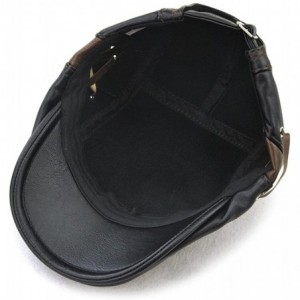Newsboy Caps PU Leather Beret Hat Casquette Flat Visor Newsboy Cap for Men - Dark Coffee - CX187MN3M43 $27.99