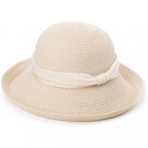 Sun Hats Womens UPF50 Foldable Summer Sun Beach Straw Hats Accessories Wide Brim - 89323_beige - CZ17Y0ZSLXR $41.43