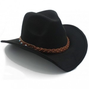 Cowboy Hats Winter Spring Western Cowboy Hat for Womem Men Wide Brim Cowgirl Jazz Cap with The Belt - 3 - C7184XCMNKG $41.43