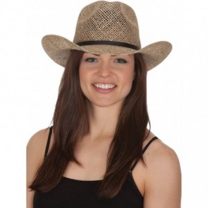 Cowboy Hats Jacobson Straw Cowboy Hat - Western Hat Vinyl Band and Buckle - CQ182MO6UHQ $61.33