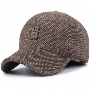 Skullies & Beanies Men's Warm Wool Woolen Tweed Peaked Baseball Caps Hat with Fold Earmuffs Warmer - Coffee - CV12O17PHMN $18.14