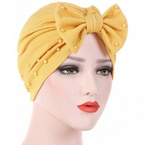 Skullies & Beanies Womens Bowknot Turban Headwear Puggaree - Yellow5 - CV18H04AHUC $25.23