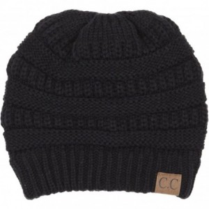 Skullies & Beanies Warm Soft Cable Knit Skull Cap Slouchy Beanie Winter Hat (Black) - CB12MX7ZS2D $20.70
