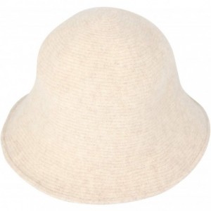 Bucket Hats Wool Winter Floppy Short Brim Womens Bowler Fodora Hat DWB1104 - Ivory - CD18KHSE93T $47.87