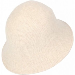 Bucket Hats Wool Winter Floppy Short Brim Womens Bowler Fodora Hat DWB1104 - Ivory - CD18KHSE93T $43.37
