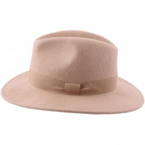 Fedoras Traveller Cavalier Wool Felt Fedora Hat - Camel - CI187IR3C80 $73.48