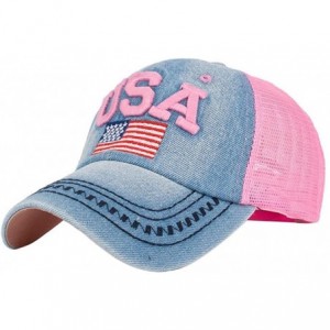 Baseball Caps Women Men Couple American Flag Baseball Cap Snapback Hip Hop Flat Hat - Pink - CW183NA9AH6 $16.84