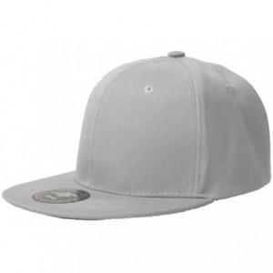 Baseball Caps New Solid Flatbill Snapback hat - Light Grey - CV11B5O2LPJ $18.54