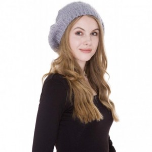 Berets Women's Warm Soft Plain Color Urban Boho Slouch Winter Cable Knitted Beret Hat Skull Hat - Lightgy - CB195U0QANT $24.11