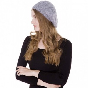 Berets Women's Warm Soft Plain Color Urban Boho Slouch Winter Cable Knitted Beret Hat Skull Hat - Lightgy - CB195U0QANT $24.11