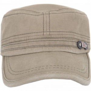 Baseball Caps Adjustable Flat Top Cap Solid Brim Army Cadet Style Military Hat Baseball Cap - Green - CB17YHAE7D0 $23.03