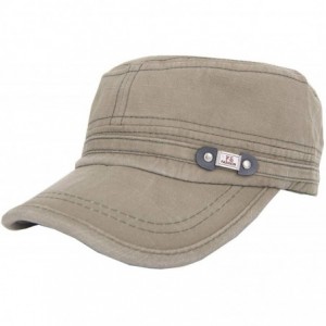 Baseball Caps Adjustable Flat Top Cap Solid Brim Army Cadet Style Military Hat Baseball Cap - Green - CB17YHAE7D0 $23.03
